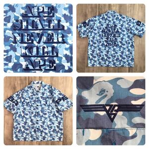 ★XL★ ASNKA LOGO 半袖シャツ ABC camo Blue a bathing ape BAPE エイプ ベイプ アベイシングエイプ ABCカモ 迷彩 NIGO w8947