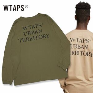 国内正規品 WTAPS ダブルタップス 21ss URBAN TERRITORY LS TEE 211ATDT-LT02S バック ロゴ プリント 長袖Tシャツ ロンT カーキ 03 メンズ