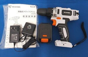 ★超美品/動作確認済 IRISアイリスオーヤマ 充電式 コードレス ドライバドリル JCD28 充電器 バッテリー 取説 10.8V コンパクト 電動工具★