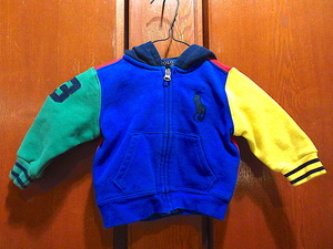 POLO Ralph Lauren●キッズマルチカラー裏起毛ジップアップスウェットパーカsize 9M●231218c2-k-swp ポロラルフローレンジャケット古着