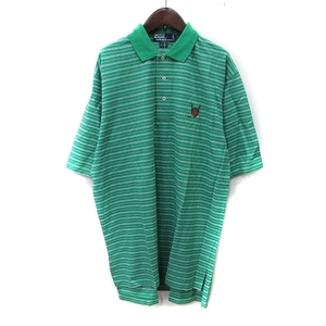 未使用品 ポロ バイ ラルフローレン Polo by Ralph Lauren ポロシャツ ボーダー 鹿の子 半袖 L/G L 緑 グリーン /YI メンズ