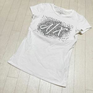 和396★① A/X ARMANI EXCHANGE アルマーニエクスチェンジ 半袖 Tシャツ ロゴ XS ホワイト レディース