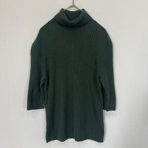 TSE ティーエスイー cashmere カシミヤ ニット セーター タートルネック 長袖 グリーン リブニット カシミヤ100% M レディース