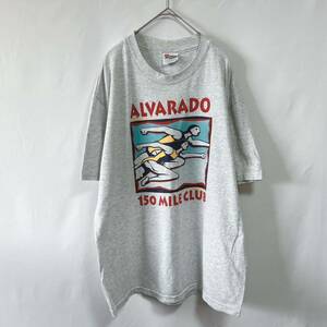 HANES ヘインズ　半袖Tシャツ　Running Alvarado 150 Mile Club グッドデザインプリント　サイズＬ