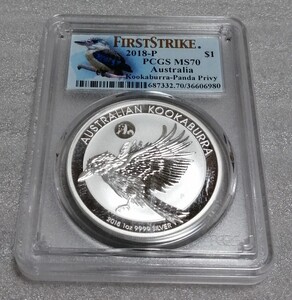 オーストラリア 2018 カワセミ 銀貨 PCGS MS70 ファーストストライク