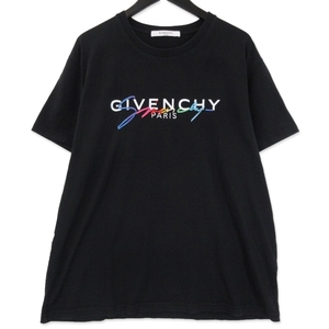 GIVENCHY ジバンシィ 半袖Tシャツ BM70RL3002 レインボーシグネチャーロゴ ブラック L 71010197