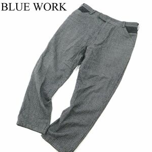 BLUE WORK ブルーワーク トゥモローランド 秋冬 総柄 ウール 裏起毛★ クロップド丈 パンツ Sz.XS　グレー メンズ　C2B03627_9#Q