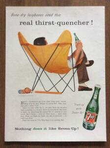 即決【mid-century advertising/LIFE/POST/広告702】7－up/セブンアップ/清涼飲料水/ミッドセンチュリー/アメリカンカルチャー