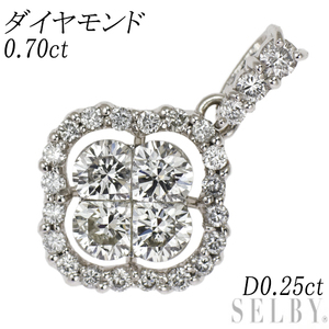 K18WG ダイヤモンド ペンダントトップ 0.70ct D0.25ct フラワー ミステリーセッティング 出品2週目 SELBY