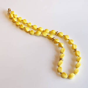 ★「Napier」70s USA vintage plastic beads yellow necklace