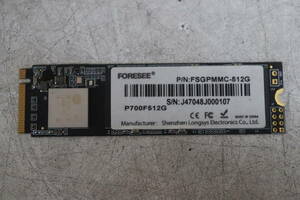 Y06/005 FORESEE FSGPMMC-512G P700F512G 512GB SSD NVMe M.2 フォーマット済み CrystalDiskInfo正常判定