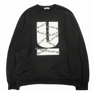 未使用品 24AW アンダーカバー UNDERCOVER SWEAT Wired U ワイヤー ロゴ プリント スウェット トレーナー クルーネック 裏起毛 5/XL 黒