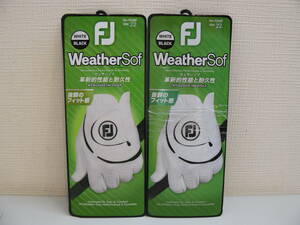 A33739●WeatherSof　Fjウェザーソフ　22cm　左手　フットジョイ　ゴルフグローブ　ウエザーソフ白黒　抜群のフィット感　新品未開封品2個