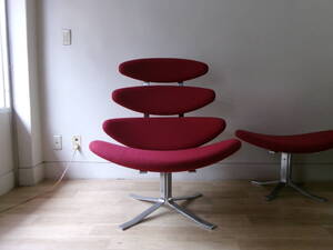 北欧　デンマーク　ヴィンテージ　”Erik Jorgensen”　「Corona Chair」 Poul M Volther　コロナチェア　オットマン　セット　fredericia