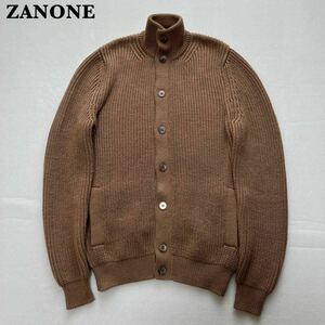 【未使用級】ZANONE ザノーネ キョート スタンドカラー カーディガン ブラウン