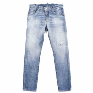 【ドンドン見直し】良品△ディースクエアード 23SS S71LB1173 SKATER JEANS ボタンフライ クラッシュ デニムパンツ ブルー 46 正規品