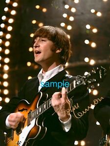 【送料無料】The Beatles ジョンレノン epiphone casino 高画質　サイン　フォト　ビートルズ　写真