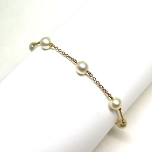 1円〜!!TASAKI(田崎真珠)▲K18 アコヤ本真珠ブレスレット▲J 約3.0g 約18cm bracelet パール jewelry EA5/EA5 C108