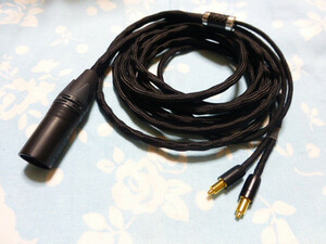 SHURE SRH1840 SRH1540 SRH1440 MOGAMI 2944 八芯 ブレイド編み XLRコネクタ 4ピン 300cm かなり長め 黒布スリーブ ( 変更可 iBasso SR1