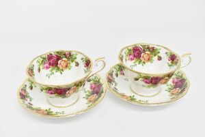 (829S 0605M19) 1円～ 未使用 ROYAL ALBERT ロイヤルアルバート オールドカントリーローズ コーヒーカップ＆ソーサー ペア 茶器 洋食器