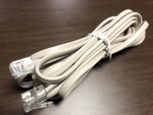 電話線 モジュラーケーブル 灰色 約3m グレー 中古品 動作未確認