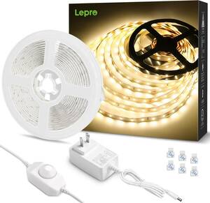 Lepro LEDテープライト 電球色 無段階調光 間接照明 5m 12v 高演色タイプ ストリップライト 切断可能 2835SM