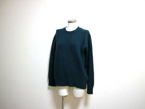 【即決】美品 ebure エブール◆長袖 セーター ニット 毛×カシミヤ ダークグリーン系 クリーニング済 　　yo