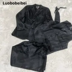 美品　Luobobeibei　スーツ　４点セット　160 黒　ストライプ