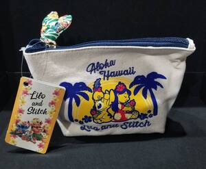 送料無料 ディズニーストア限定 リロ＆スティッチ ポーチ Hawaiian Stitch 化粧品ケース 小物入れ Disney Lilo & Stitch Pouch