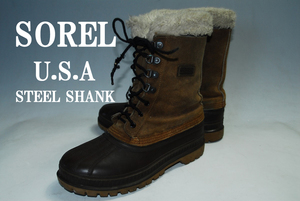 ◆DSC4971◆驚愕の完全売り切り！ソレル/SOREL/USA製/24㎝/ハイ/茶/スエード/良品/口コミ高評価！圧巻の存在感！注目の１足！steel shank