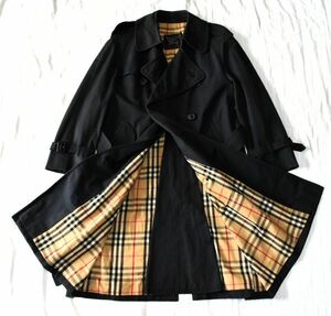 ★Burberry★バーバリー★ 裏地ノバチェク ネイビー色のベルト付きのトレンチコートS