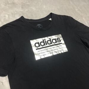 adidas アディダス Ｔシャツ 半袖 ブラック メンズ Ｌサイズ シルバープリント