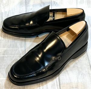 Salvatore Ferragamo フェラガモ◆24.5cm 6.5 2E◆モカシン スリッポン ローファー 革靴 ビジネスシューズ ドレスシューズ 本革 ITALY製 黒