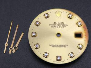 1円～! 正規品 ROLEX ロレックス DATEJUST デイトジャスト用 シャンパン文字盤 Ref.16233G用 針付き メンズ 腕時計 ダイヤル パーツ 47