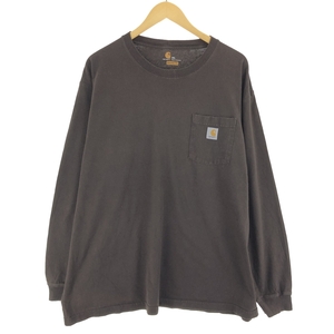 古着 カーハート Carhartt ORIGINAL FIT 無地ポケットロングTシャツ ロンT メンズXXL /eaa465408