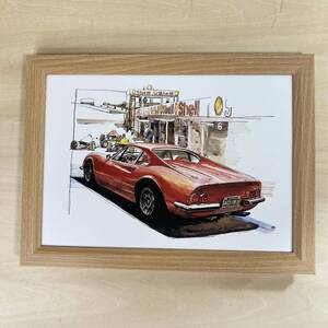 ●額装品 BOW 池田和弘 Ferrari Dino 246GT 貴重イラスト B5サイズ額入り ポスター風 アートフレーム 送料無料 B08