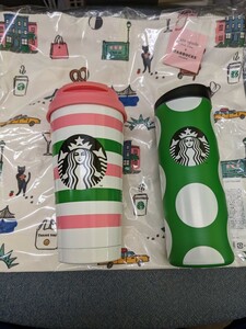 新品未使用 STARBUCKS katespade ステンレスボトル トートバッグ 3種セット すたー スターバックス スタバ ケイトスペード 水玉 ボーダー