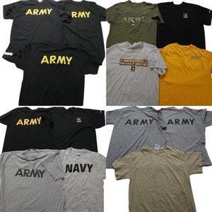 古着卸 まとめ売り 米軍実物・民間MIX ミリタリー 半袖Tシャツ 14枚セット (メンズ M /L ) US ARMY 無地 カーキ MU9250 1円スタート