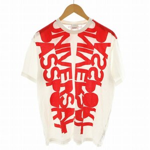 バーバリー BURBERRY スローガンプリント Tシャツ カットソー 半袖 M 白 ホワイト 赤 レッド /AN33 メンズ