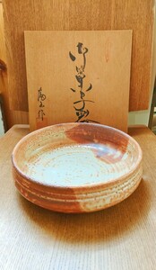 ★ a-10 志野焼 富山窯 菓子鉢 大鉢 茶道具 御菓子器 盛鉢 陶器 焼物 元箱付き 和食器