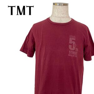 TMT ティーエムティー　メンズ　トップス　半袖　Tシャツ　ロゴ　文字　Sサイズ　レッド　赤　綿100％　送料無料　匿名配送