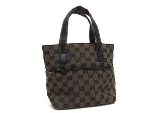 1円 GUCCI グッチ 002 1079 GGキャンバス×レザー ハンドバッグ トートバッグ ミニバッグ ブラウン系×ブラック系 FH3277