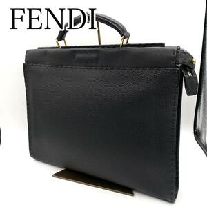 極美品　FENDI フェンディ　セレリア　ピーカブー　ブラック　レザー　モンスターアイ　ビジネスバッグ