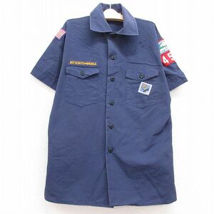 古着 半袖 ボーイスカウト シャツ キッズ ボーイズ 子供服 ボブキャット ニューハンプシャー 紺 ネイビー 23may15