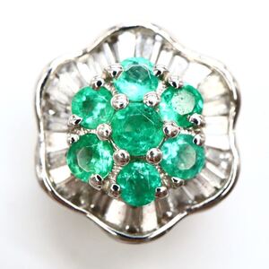 1円〜!!▼K18 天然ダイヤモンド/天然エメラルドペンダントトップ▼N 約1.7g diamond emeraldpendant jewelry ジュエリー EA8/EB2 S426