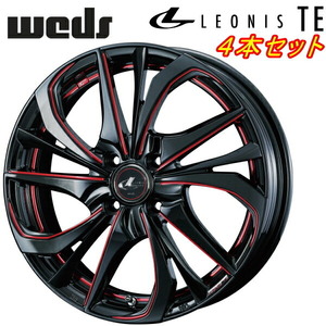 Weds LEONIS TE ホイール4本 ブラック/SCマシニング（レッド） 5.0-16inch 4H/PCD100 inset+45