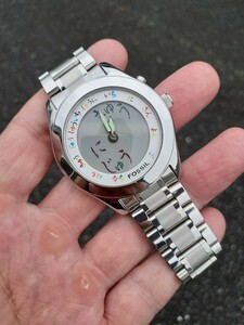美品 フォッシル FOSSIL BIG TIC ひらがなレインボー 腕時計 メンズ