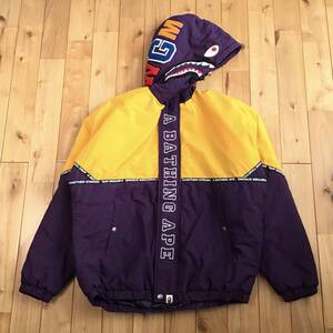 BAPE SHARK HOODIE jacket Mサイズ purple yellow a bathing ape シャーク パーカー 中綿ジャケット エイプ ベイプ アベイシングエイプ z15