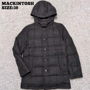 MACKINTOSH◆AUCHAVAN 千鳥格子 ダウンコート 黒×灰38/メンズ マッキントッシュ ダウンジャケット フード グレンチェック ウール アウター