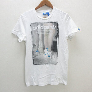 s■トルコ製■アディダス/adidas フォトプリント Tシャツ【L】白/MENS/96【中古】